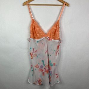La Vie En Rose Lace Chiffon Tie Floral Chemise Top
